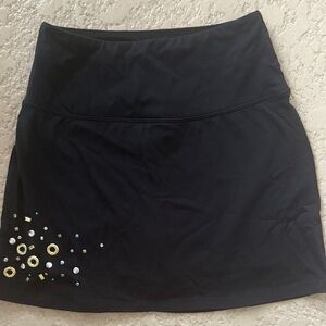 Elegant Black Embellished Mini Skirt